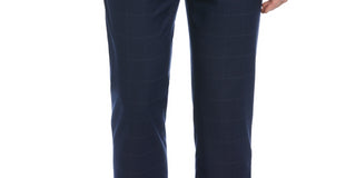 Calça social masculina Perry Ellis Portfolio Slim Fit com frente lisa, azul, tamanho 34x29
