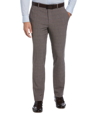 Calça social masculina Perry Ellis Portfolio Slim Fit com frente lisa, cinza, tamanho 36x32