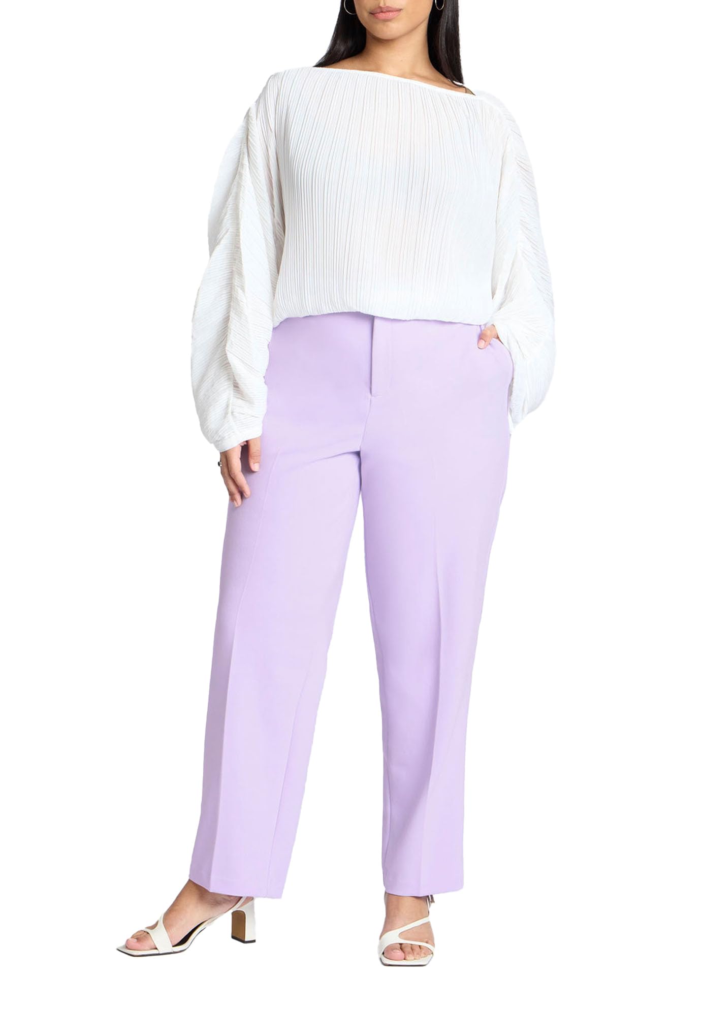 ELOQUII Women's Plus Size The 365 Straight Leg Pant - 22, Lavender