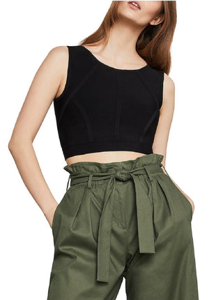 BCBGMAXAZRI Fenella Cropped Top Feminino Preto Tamanho P