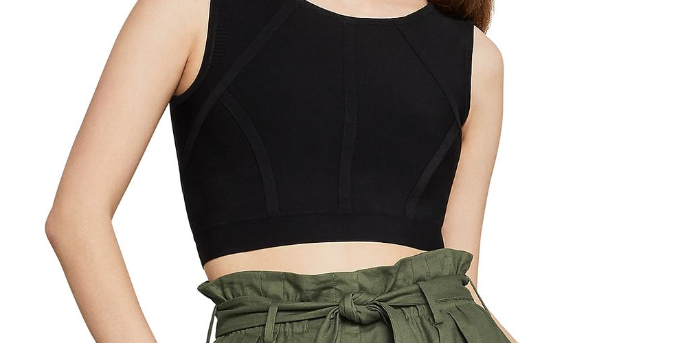 BCBGMAXAZRI Fenella Cropped Top Feminino Preto Tamanho P