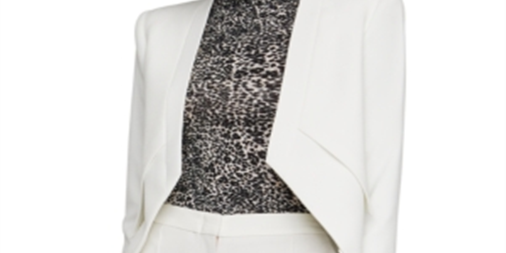 Blazer assimétrico Lloyd aberto frontal feminino BCBGMAXAZRIA, branco, tamanho pequeno