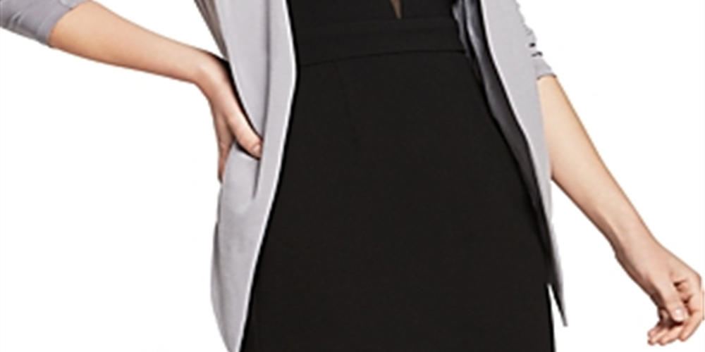 Blazer de crepe com frente aberta feminino BCBGeneration, cinza, tamanho X-S
