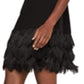 Vestido feminino Addilyn com franjas e acabamento em tule preto, tamanho 2, BCBGMAXAZRI