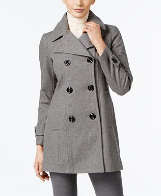 Sobretudo longo trespassado Anne Klein cinza médio