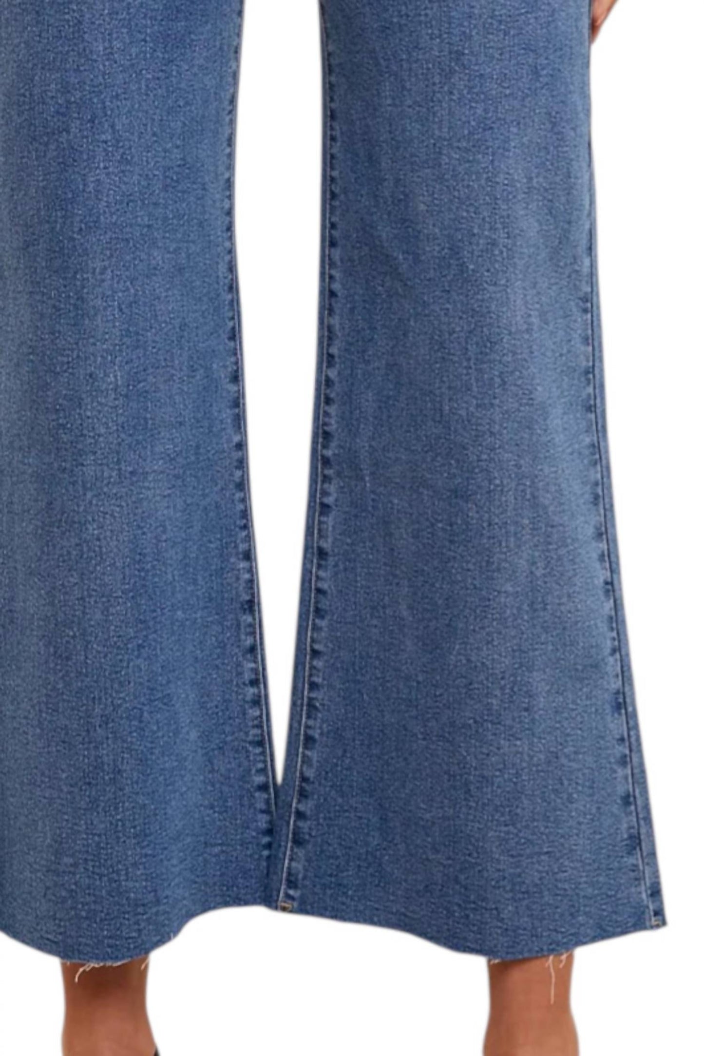 Anniewear - High Rise Wide Leg Cropped Denim Jean