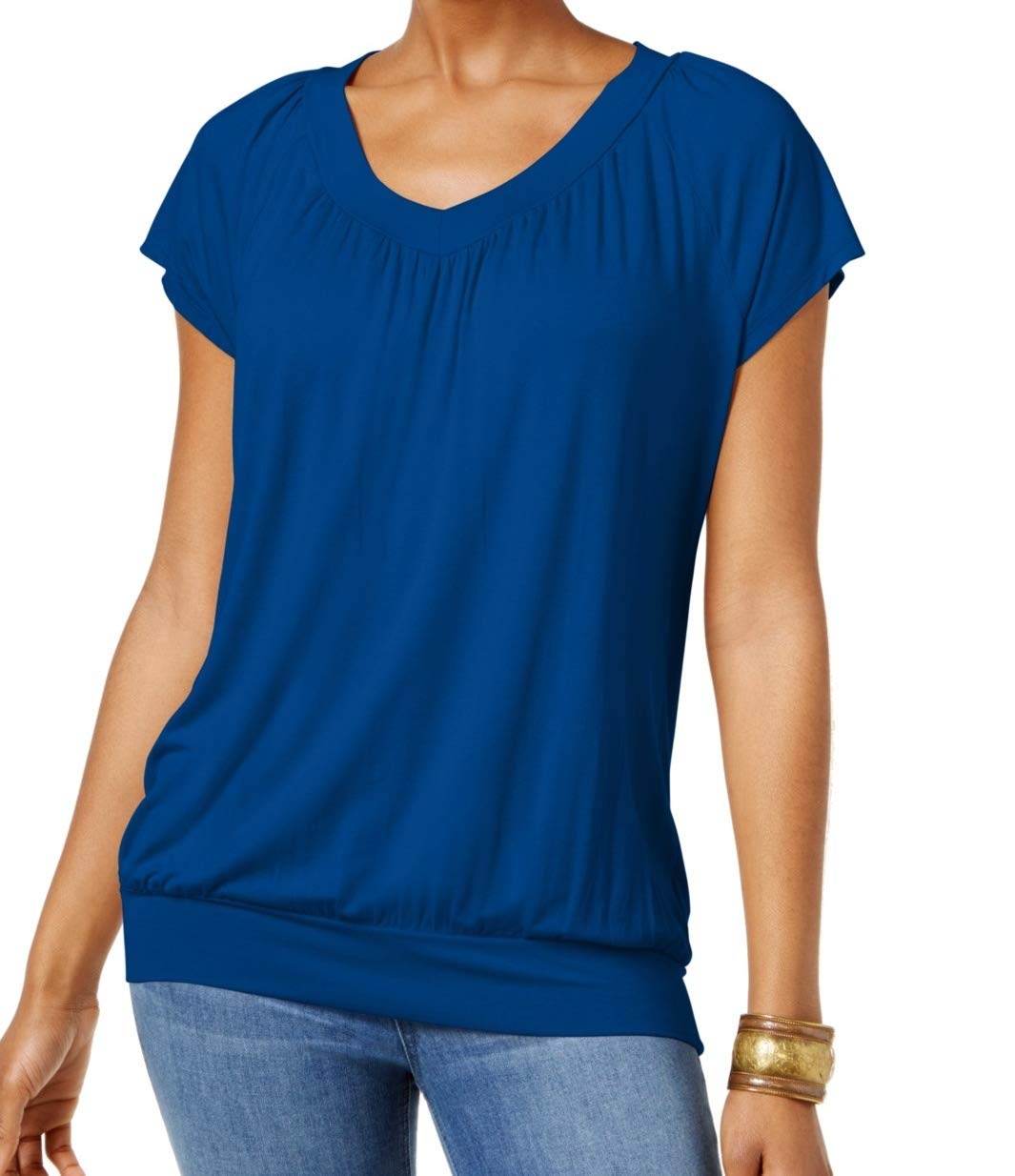 Camiseta Blusa Feminina JM Collection Azul Tamanho Médio