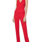 Macacão peplum feminino sem mangas com perna justa, tamanho 2, vermelho, BCBGMAXAZRIA