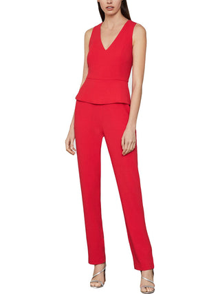 Macacão peplum feminino sem mangas com perna justa, tamanho 2, vermelho, BCBGMAXAZRIA