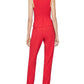 Macacão peplum feminino sem mangas com perna justa, tamanho 2, vermelho, BCBGMAXAZRIA