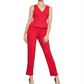 Macacão peplum feminino sem mangas com perna justa, tamanho 2, vermelho, BCBGMAXAZRIA