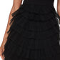 BCBGMAXAZRIA Vestido curto feminino de tule com camadas e sem mangas, preto, tamanho 2