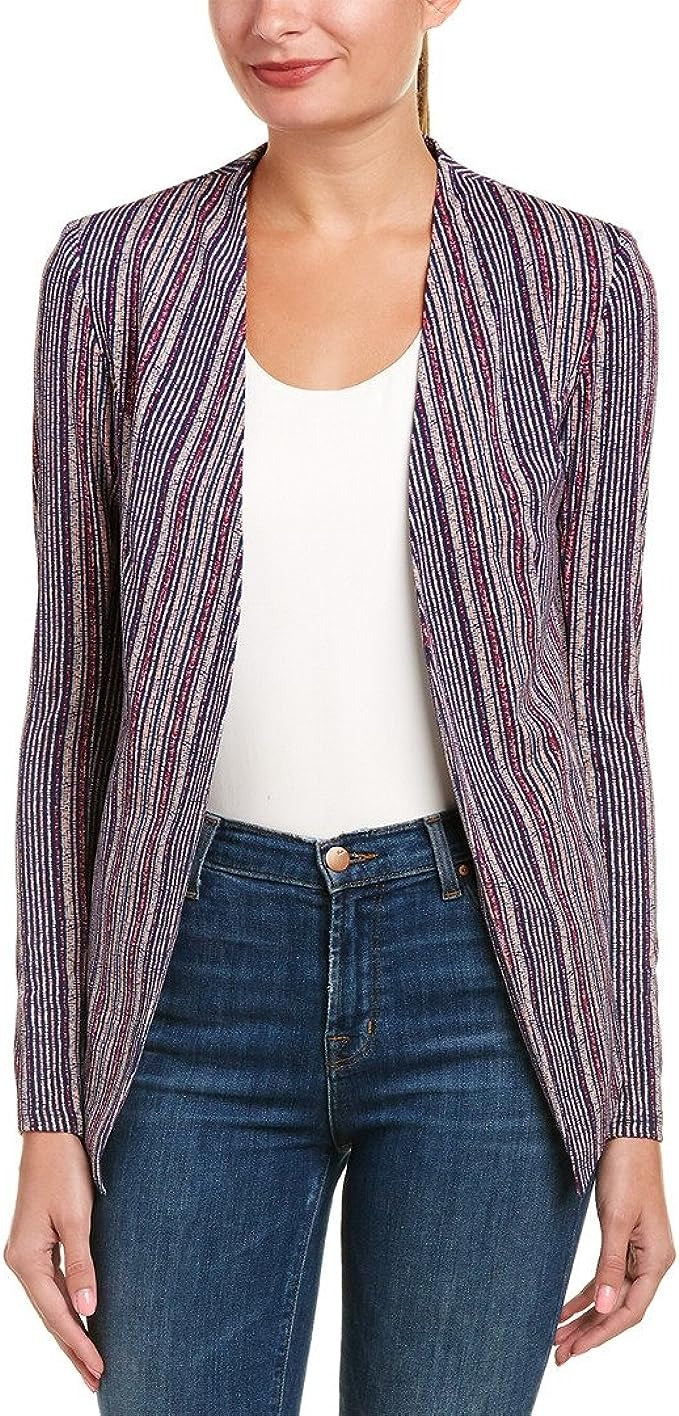 Blazer alongado listrado feminino BCBGeneration, azul, tamanho pequeno