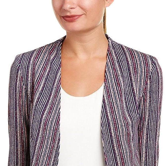 Blazer alongado listrado feminino BCBGeneration, azul, tamanho pequeno