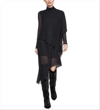 BCBGMAXAZRIA Women's Asymmetrical Turtleneck Dress Black Size Medium