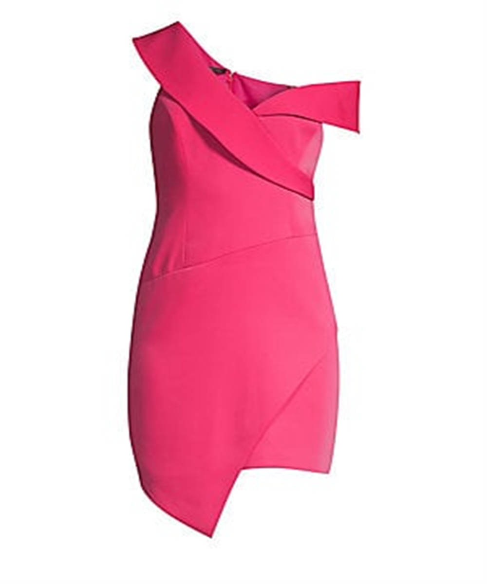 Vestido feminino BCBG Max Azria com bainha enviesada e micro cetim, rosa, tamanho 6