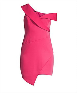 Vestido feminino BCBG Max Azria com bainha enviesada e micro cetim, rosa, tamanho 6
