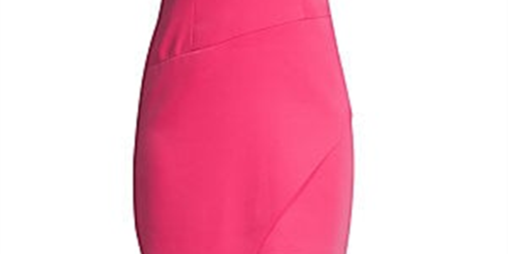 Vestido feminino BCBG Max Azria com bainha enviesada e micro cetim, rosa, tamanho 6