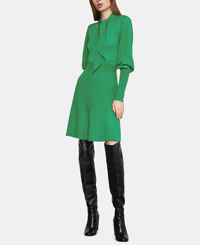 Vestido suéter feminino de malha de lã mista BCBGMAXAZRIA, verde, tamanho X-S