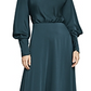 Vestido longo drapeado de cetim feminino BCBGMAXAZRIA, verde, tamanho 8
