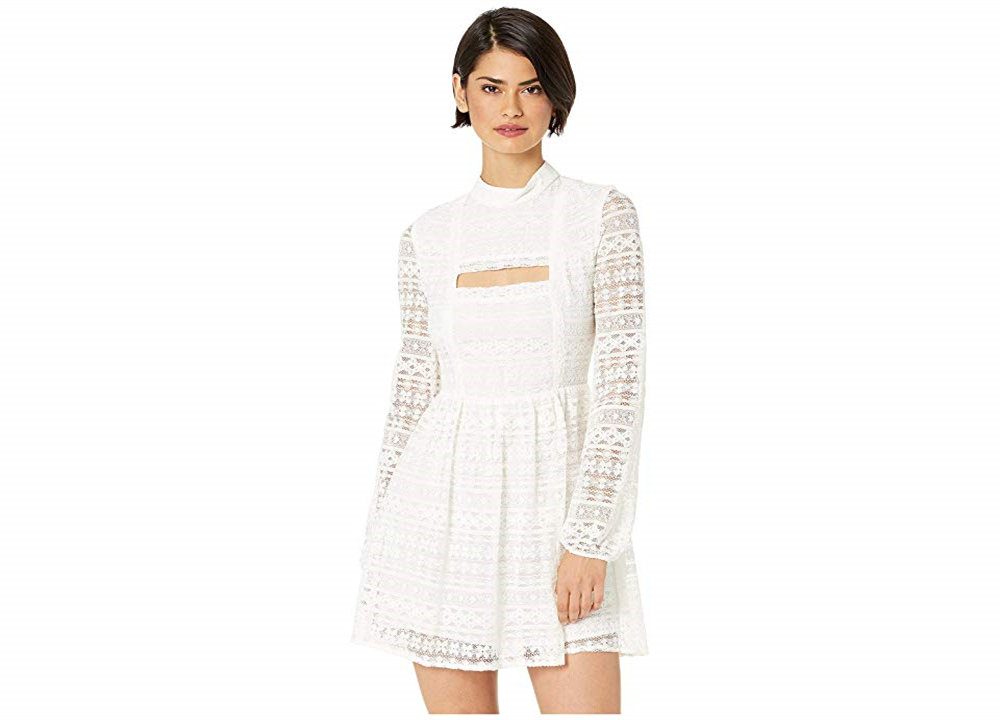 Vestido de renda Peek a Boo feminino BCBGeneration, branco, tamanho 2