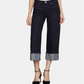 Calça jeans feminina BCBGMAXAZRIA de algodão com punho e perna larga, azul, tamanho 31