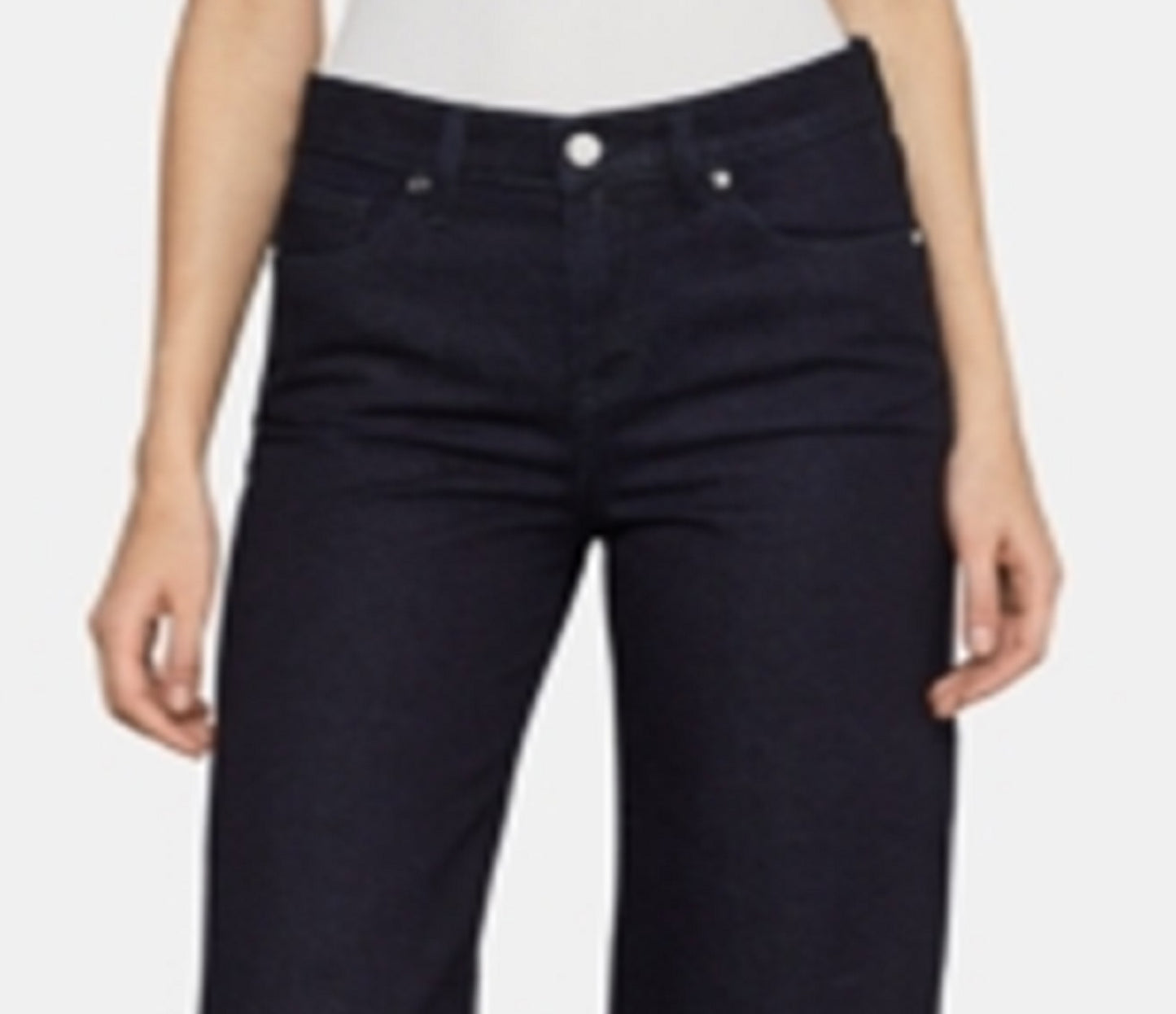 Calça jeans feminina BCBGMAXAZRIA de algodão com punho e perna larga, azul, tamanho 31