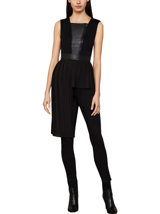 BCBGMAXAZRIA Top assimétrico feminino com estampa de mídia mista, preto, tamanho grande