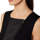 BCBGMAXAZRIA Top assimétrico feminino com estampa de mídia mista, preto, tamanho grande
