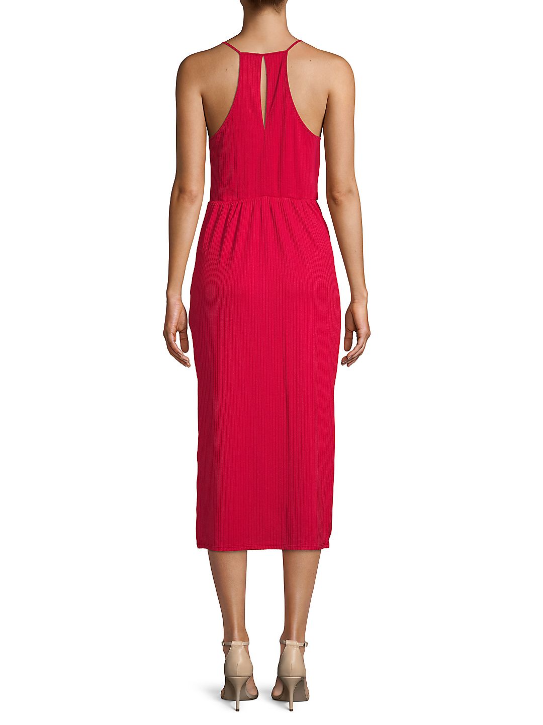 Vestido de malha com bolso e drapeado para coquetel feminino BCBGeneration, rosa, tamanho grande