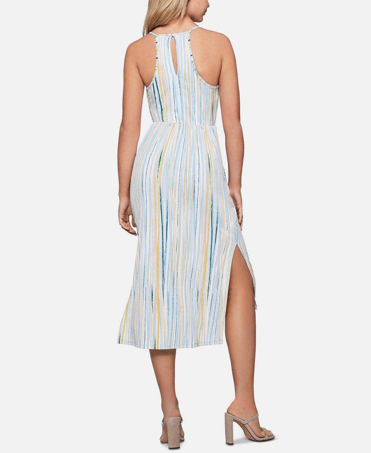 Vestido midi alto e baixo drapeado feminino BCBGeneration, branco, tamanho pequeno