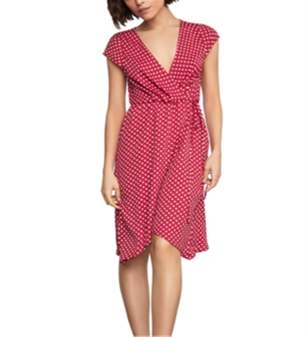 Vestido envelope falso de bolinhas BCBG Max Azria feminino rosa tamanho XS