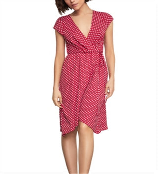 Vestido envelope falso de bolinhas BCBG Max Azria feminino rosa tamanho XS
