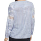 BCBGMAXAZRI Tênis feminino listrado de algodão, cano alto e baixo, azul, tamanho grande