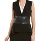 Casaco feminino com cinto BCBGMAXAZRIA, preto, tamanho X-S