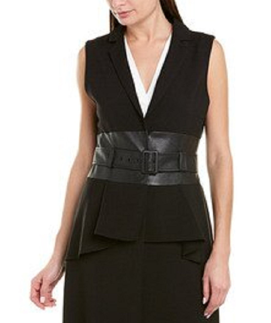 Casaco feminino com cinto BCBGMAXAZRIA, preto, tamanho X-S