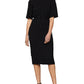 Vestido MIDI Feminino BCBGMAXAZRIA com Gola Simulada e Bainha Preto Tamanho Grande