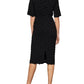 Vestido MIDI Feminino BCBGMAXAZRIA com Gola Simulada e Bainha Preto Tamanho Grande