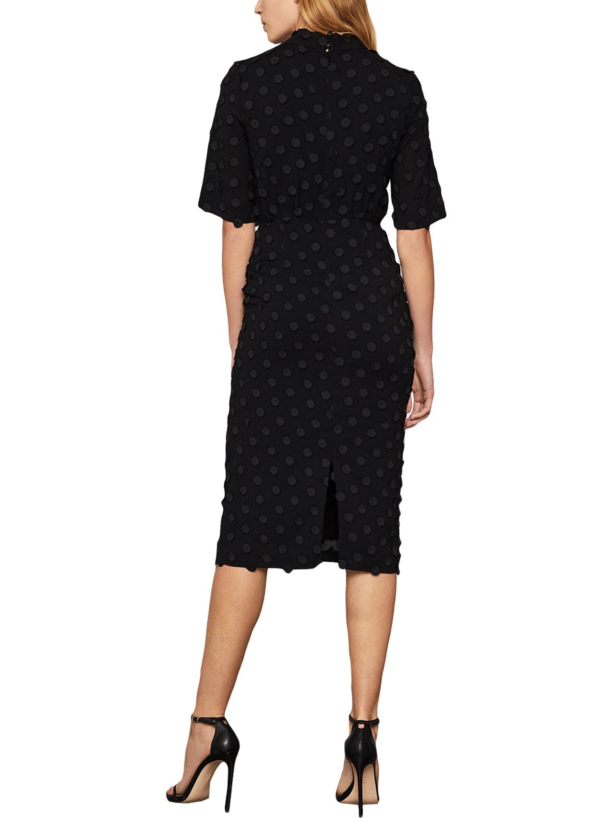 Vestido MIDI Feminino BCBGMAXAZRIA com Gola Simulada e Bainha Preto Tamanho Grande