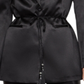 Blazer feminino de cetim com um botão, preto, tamanho G, BCBGMAXAZRIA