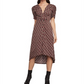 Vestido feminino com estampa geométrica e frente torcida BCBGMAXAZRIA, marrom, tamanho grande