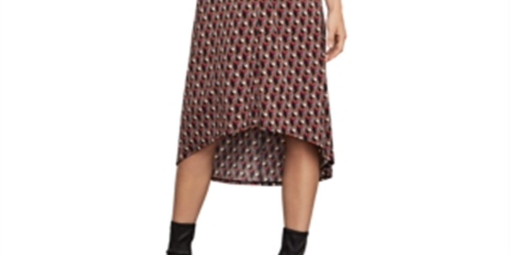 Vestido feminino com estampa geométrica e frente torcida BCBGMAXAZRIA, marrom, tamanho grande