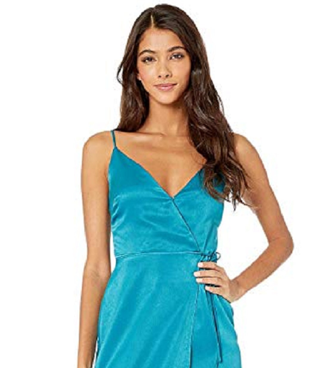 Vestido assimétrico feminino BCBGeneration com amarração lateral, azul, tamanho 6