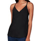 BCBGMAXAZRIA Top de camisola feminino de cetim com alças finas, preto, tamanho XX-S