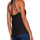 BCBGMAXAZRIA Top de camisola feminino de cetim com alças finas, preto, tamanho XX-S
