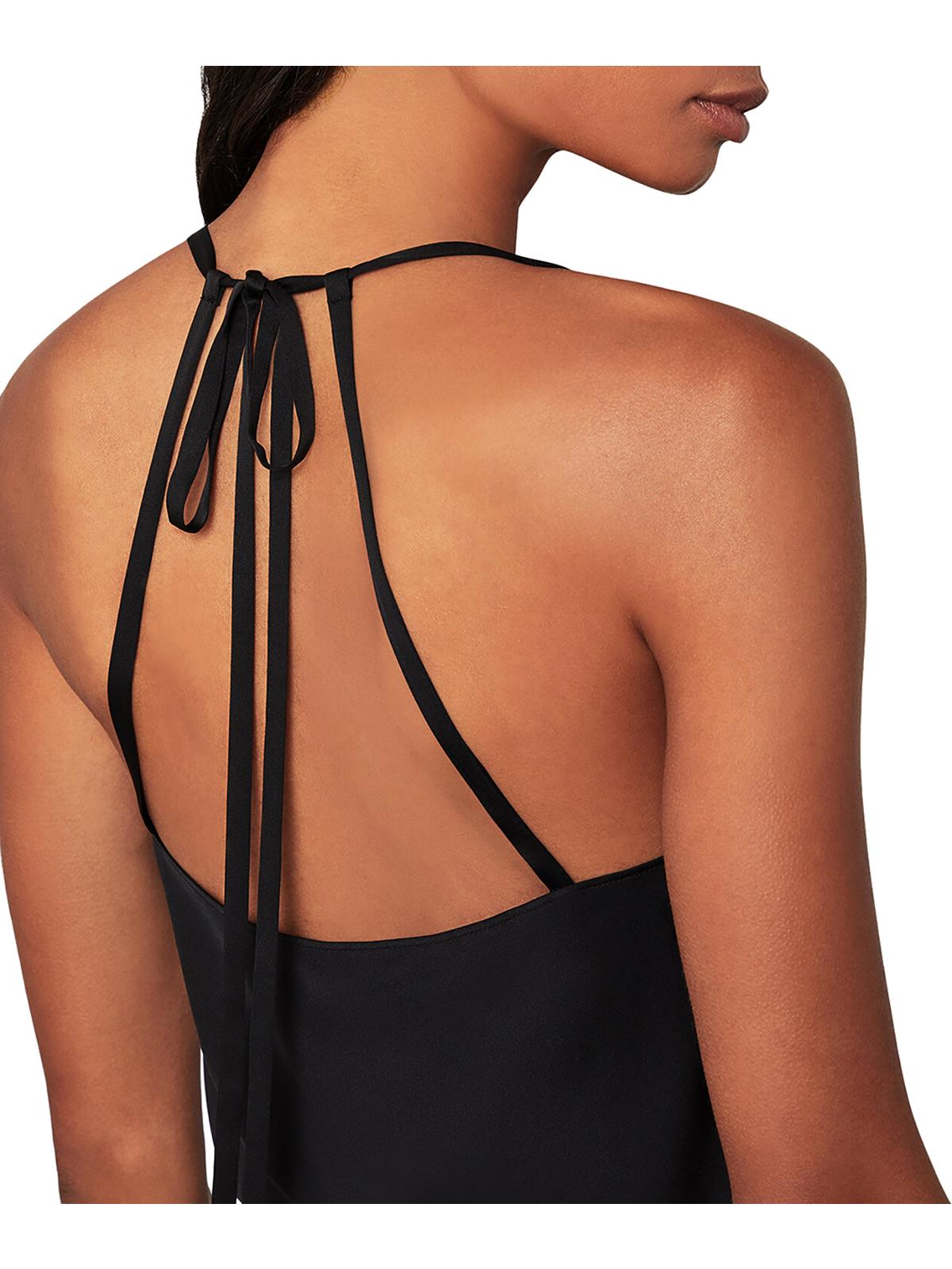 BCBGMAXAZRIA Top de camisola feminino de cetim com alças finas, preto, tamanho XX-S