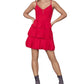 BCBGMAXAZRIA Vestido curto feminino de chiffon com decote em V, vermelho, tamanho 10