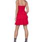 BCBGMAXAZRIA Vestido curto feminino de chiffon com decote em V, vermelho, tamanho 10