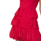 BCBGMAXAZRIA Vestido curto feminino de chiffon com decote em V, vermelho, tamanho 10