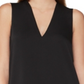 BCBGMAXAZRIA Top de cetim feminino com decote em V, preto, tamanho XX-S